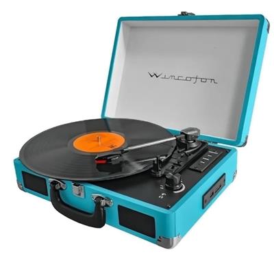 TOCA DISCO TOCADISCO COLOR CELESTE CON AURICULARES CON CABLE