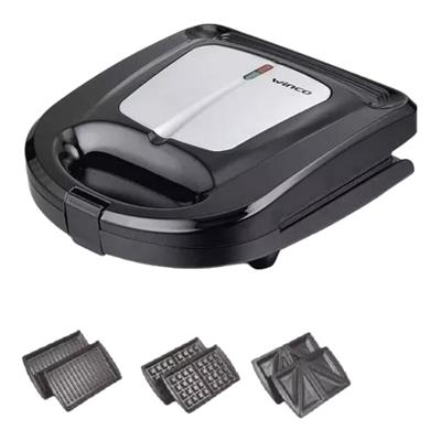 SANDWICHERA WINCO W340 3 EN 1 750W CON PLACAS INTERCAMBIABLES PARA HACER TOSTADOS ANTIADHERENTES